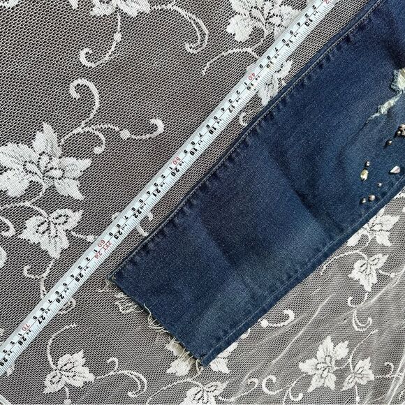 KUT From The Kloth Catherine Ankle Straight Leg Jewel Distressed Jean Size 2 - Picture 12 of 13